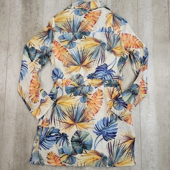 CHICOS Longline Tunic Length Floral Lightweight Linen Jacket Size Small / XS - Picture 7 of 7